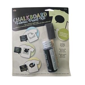 Chalkboard Fabric Paint Kit with Stencil DIY T-Shirt Clothing Craft NEW